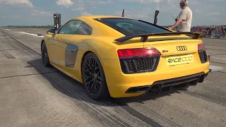 1/2 Mile Top Speed Run! 1400HP R8 V10 Biturbo, 1300HP Golf 2 Rallye R30, Golf 7 RS3, 765LT,  TT RS