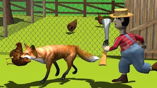THE FOX Catching JUCA PAÇOCA'S CHICKENS, 3D Animation