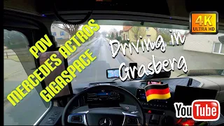 POV Truck driving Actros in Grasberg 🇩🇪. 4K