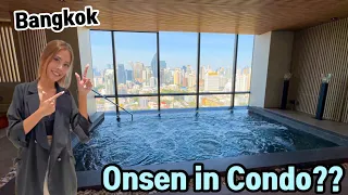 Best Bangkok City views Onsen for Free??? Touring a practical Thailand Condo in Thonglor area