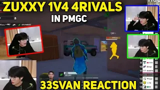 4AM 33Svan Reaction on BTR Zuxxy 🇮🇩 1v4 Clutch 4Rivals🇲🇾 in PMGC 2022 🔥😲