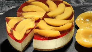 Amazing peach cheesecake. No bake. Easy and quick.