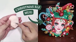 How to make a Christmas Elf Mug in cold porcelain clay | DIY | Rossy Rivera