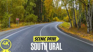 Scenic Roads Winding among the Endless Fields - Autumn Drive in South Ural in 4K