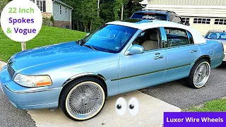 PROJECT CAR UPDATE: 2005 LINCOLN TOWNCAR | SPOKES & VOGUE (22'S LUXOR WIRE WHEELS) SKYY'S NEW LOOK!!