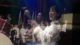 Yukari Miyake playing percussion in the Training Squadron Band 2019