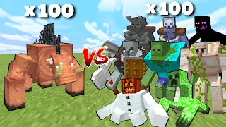 100 MUTANT HOGLIN vs 100 MUTANT CREATURES in Minecraft Mob Battle