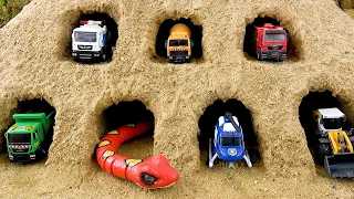 Construction Vehicle Locked in Cave with Snake | Funny Story about Toy Cars | BIBO STUDIO