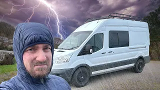 HUGE THUNDERSTORM Camping in my VAN! Looe Cornwall