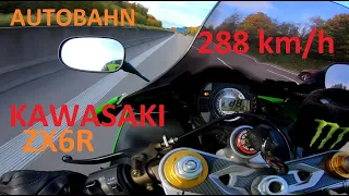 Kawasaki ZX6R | 288km/h | ![RAW SOUND]! | Autobahn | Schwarzwald 2k20