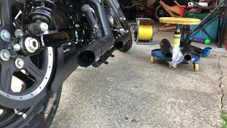 2019 iron 883 stock exhaust and shorty gp slip on exhaust