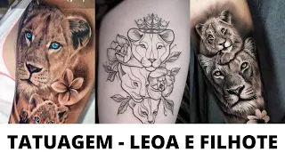 TATUAGEM LEOA E FILHOTE: Vários estilos para você escolher e se inspirar!