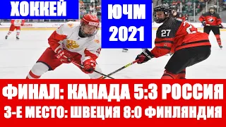 ХОККЕЙ: Юниорский чемпионат мира 2021(U18). Финал. Канада-Россия 5:3. 3-е место Швеция-Финляндия 8:0