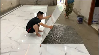 Excellent Techniques In Construction Of Living Room Floors Using Large Size Ceramic Tiles 120 x120cm