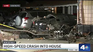 Car crashes into Van Nuys home at high speed