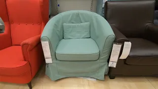 IKEA TULLSTA ARMCHAIR LIGHT GREEN CLOSE UP LOOK AND WALKAROUND