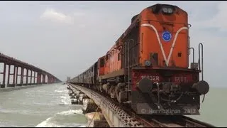 Train over the Sea ! Rameswaram Express on Pamban Bridge