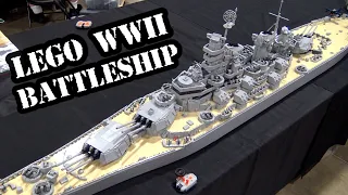 Huge LEGO USS Wisconsin WWII Battleship with Motorized Guns!