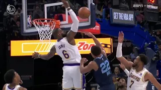 LeBron James nasty chase down block on Desmond Bane vs Grizzlies 😱