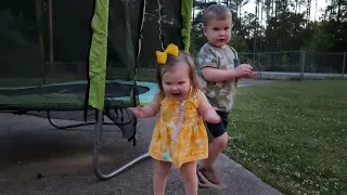 Cute Babies Having Fun Outside