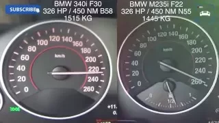 0-258 km/h:  BMW 340i F30 vs BMW M235i F22 Acceleration Autobahn