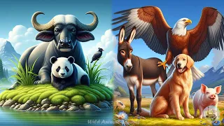 Happy Animal Farm Sounds: Donkey, Bull, Pig, Panda, Eagle, Dog - Animal Moments