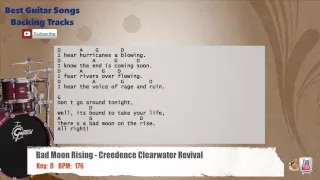 🥁 Bad Moon Rising - Creedence Clearwater Revival Drums Backing Track with chords and lyrics