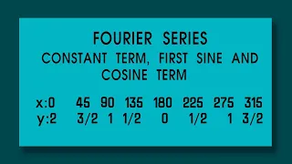 FOURIER: Obtain the constant first coefficient of cosine and sine terms of y given in the table