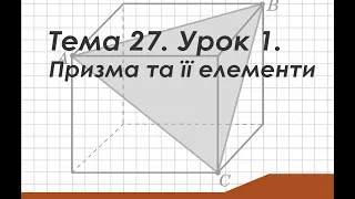 Тема 27. Урок 1. Призма та її елементи