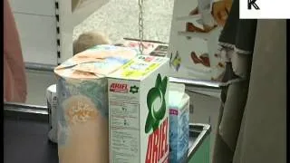 Mid 1990s UK Supermarket Checkout, Food Shopping, Archive Footage