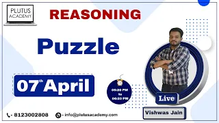 Reasoning (puzzle) Most Important for all Competitive Exams by Vishwas Jain | Live |