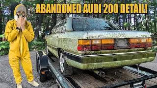 Disaster Barnyard Find | ABANDONED Audi 200 | First Wash In 15 Years | Car Detailing Restoration