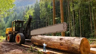 Dangerous Fastest Tree Felling With Chainsaw, Extreme Firewood Processing & Wood Sawmill Machines