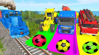 Big & Small Tractor Transporting Monster Trucks Flatbed Long Trailer Truck Car Rescue Bus - BeamNG