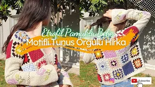 Yapımı Çok Kolay Motifli Tunus Örgülü Hırka