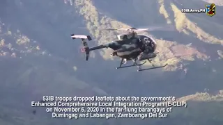 Philippine Army helicopter drops anti-NPA leaflets in Mindanao