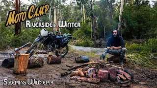 Solo Motorcycle Camping Riverside In Winter | Sleeping Wild Ep.9 | Silent Vlog