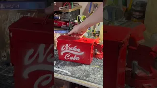 Spray painting ammo box with letter stencil for a cap container! #fallout #spraypaint #fallout3