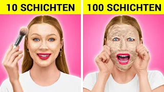 100 SCHICHTEN CHALLENGE || 100 mal Nägel, Lippenstift, Make-up! PFLICHT-SPIEL auf 123 GO! TRENDS