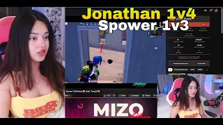 Mizo Reaction On Jonathan 1v4 😱 Spower 1v3 🔥 Godl Tryout 💛 Mizo Shocked