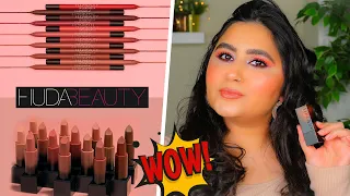 Huda Beauty Power Bullet Cream Glow Lipstick & Lip Contour 2.0 Review & Swatches l Sharo Khan