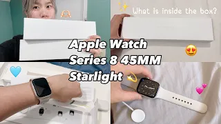 Apple Watch Series 8 GPS 45mm Starlight Aluminium Case With Starlight Sport Band⌚️UNBOX AND REVIEW !