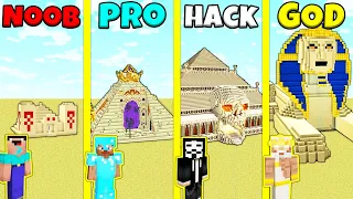 Minecraft Battle: NOOB vs PRO vs HACKER vs GOD: SAND DESERT BASE HOUSE BUILD CHALLENGE / Animation