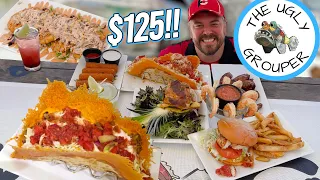 $125 Ugly Grouper Man vs Seafood Challenge w/ Cheesy 2lb Fish Taco!!