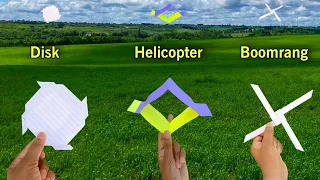 best 3 flying disk, helicopter, boomrang, paper flying toy, how to make notebook helicopter,