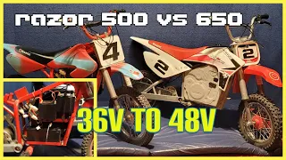 Razor 500 vs 650 .. 36v conversion to 48v