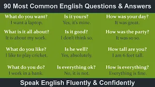 90 Spoken English questions and answer || Most Common English Questions & Answers