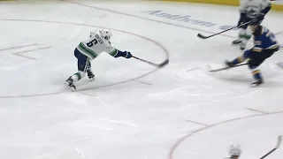 Brock Boeser nets bizarre goal off glass and Jake Allen's pad