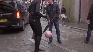 Paul Pogba skilling in the streets of Manchester