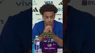 USMNT midfielder Tyler Adams responds to Iranian journalist #shorts